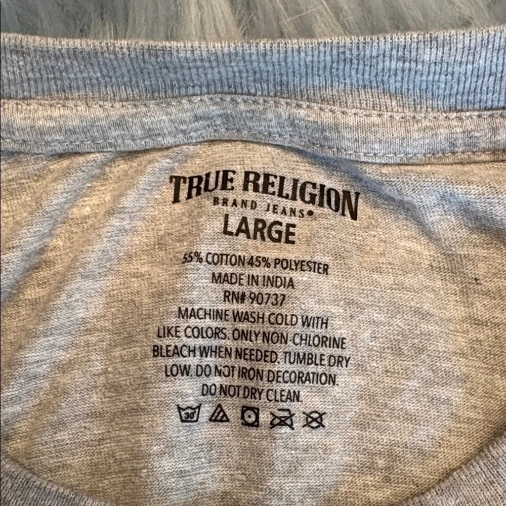 True Religion Heather Gray Crewneck Short Sleeve T-Shirt Sz L